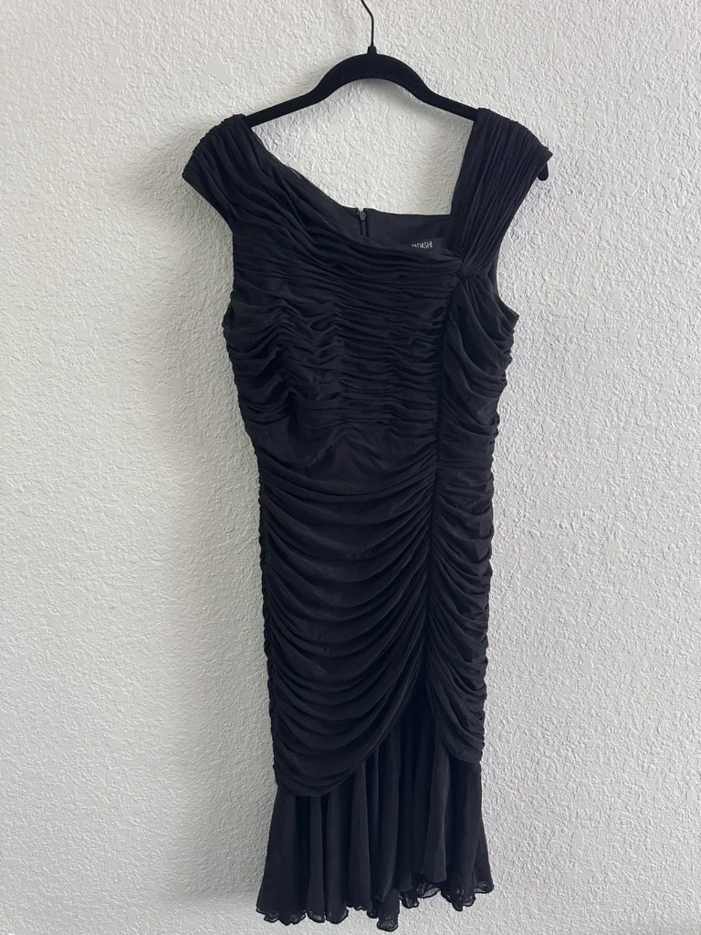 Tadashi Collection Black Ruched Cocktail Dress One Shoulder Jersey Bodycon M - Picture 2 of 14